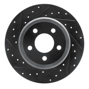 Chrysler 300 Brake Rotor (1) - Rear Left - R1 Concepts - Drilled & Slotted - Black - `05-`23